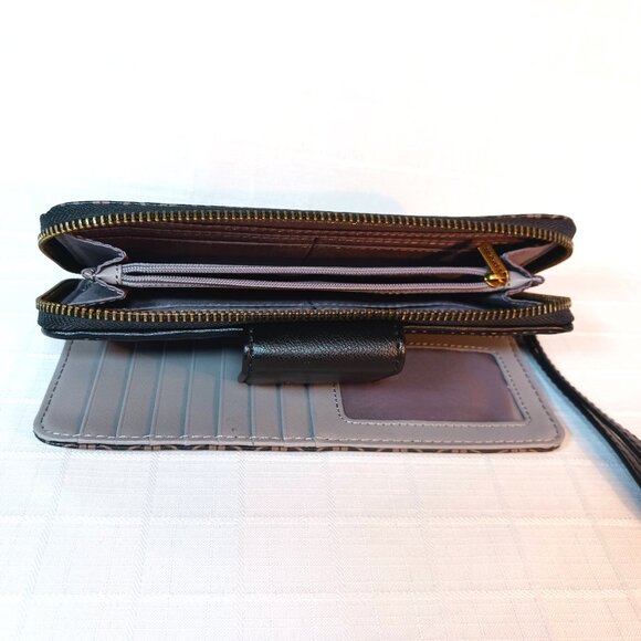 New Fossil Madison Zip Clutch Wallet Wristlet Brown/Black NWOT - Picture 8 of 10